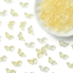 100Pcs Transparent Spray Painted Glass Beads