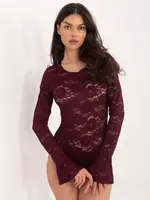 Čipkované body v bordovej farbe