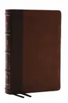 NKJV, Large Print Thinline Reference Bible, Blue Letter, Maclaren Series, Leathersoft, Brown, Comfort Print - Thomas Nelson