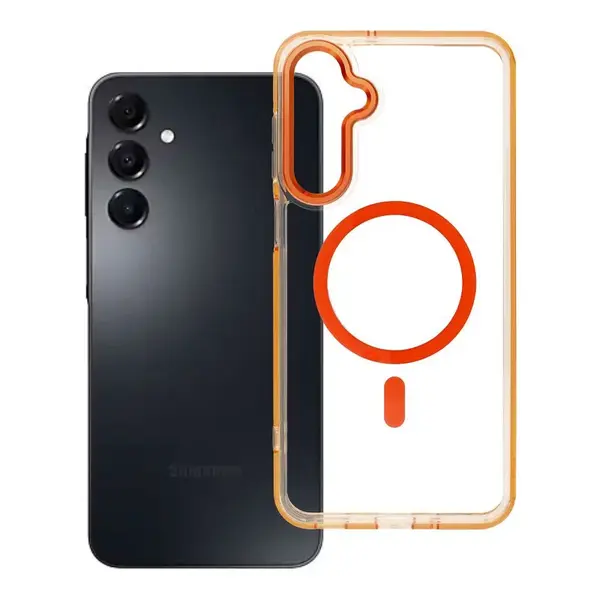 Zadní kryt Case FRAME CLEAR HYBRID MAG COVER compatible with MagSafe pro Samsung Galaxy A16, oranžová