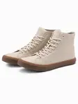 Ombre Men's ankle sneakers with rubber sole - cream