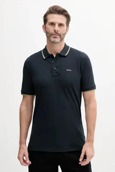 Bavlněné polo tričko BOSS Parlay 190 modrá barva, 50494697