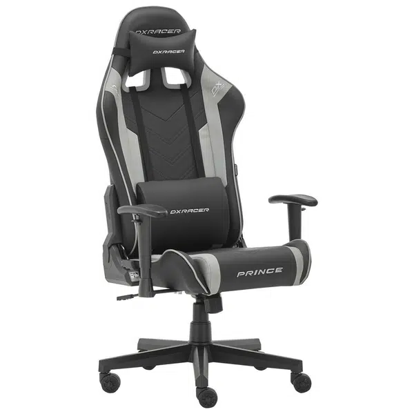 Dxracer HERNÍ ŽIDLE, vzhled kůže, šedá, černá
