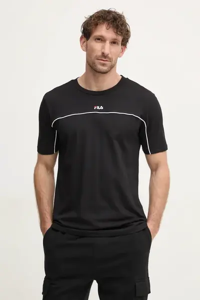 Bavlněné tričko Fila Libatse černá barva, FAM0784