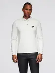 Ombre Long sleeve polo shirt with elegant branded buttons - cream