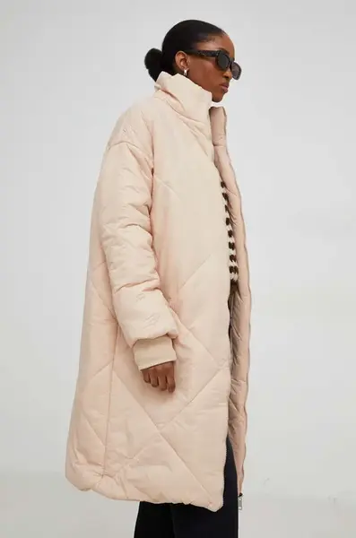 Bunda Answear.LAB dámská, béžová barva, zimní, oversize