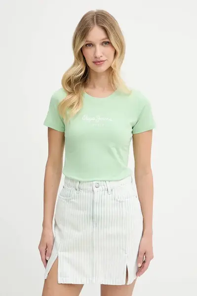 Tričko Pepe Jeans NEW VIRGINIA SS N dámské, zelená barva, PL505202