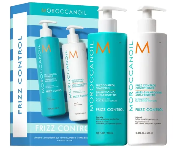 Dárková sada pro uhlazení krepatých vlasů Moroccanoil Frizz Control Duo - 2 x 500 ml + dárek zdarma