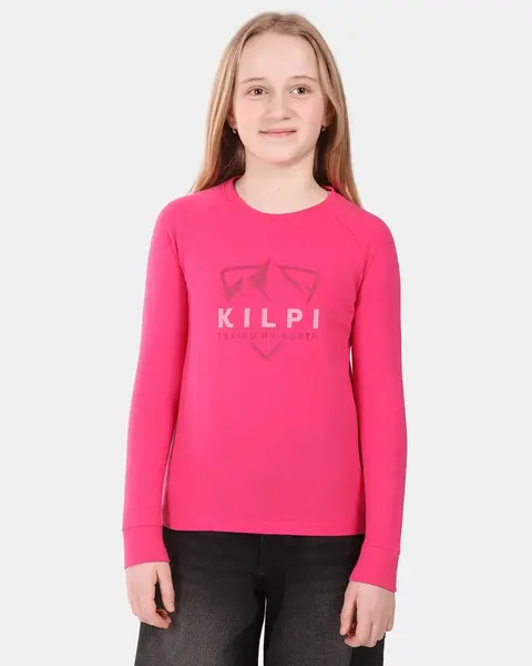 Dívčí bavlněné tričko s dlouhým rukávem kilpi verati-jg růžová 146