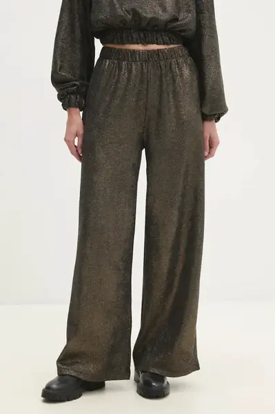 Kalhoty Answear.LAB dámské, zlatá barva, jednoduché, high waist