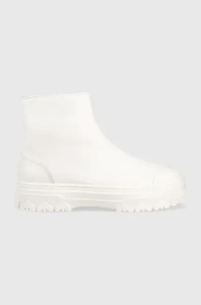Kožené kotníkové boty Patrizia Pepe dámské, bílá barva, na platformě