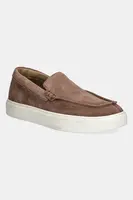 Semišové mokasíny Calvin Klein MOCCASIN SUEDE pánské, hnědá barva, HM0HM01794