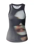 WEEKDAY Top  pueblo / antracitová / čierna / šedobiela