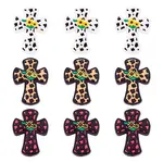 9Pcs 3 Colors Cross with Flower Silicone Focal Beads