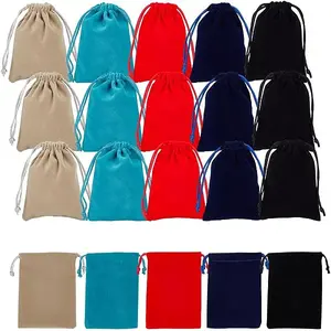 20Pcs 5 Colors Rectangle Velvet Packing Pouches