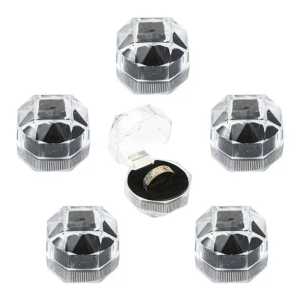20Pcs Transparent Plastic Ring Boxes