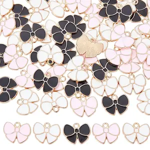 60Pcs 3 Colors Alloy Enamel Pendants