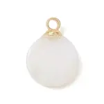 Natural Freshwater Shell Flat Round Charms with Brass Bails