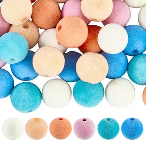 48Pcs 6 Styles Flocky Plastic Beads