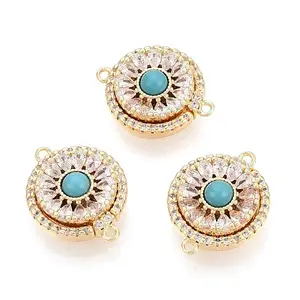 Brass Pave Clear Cubic Zirconia Magnetic Clasps