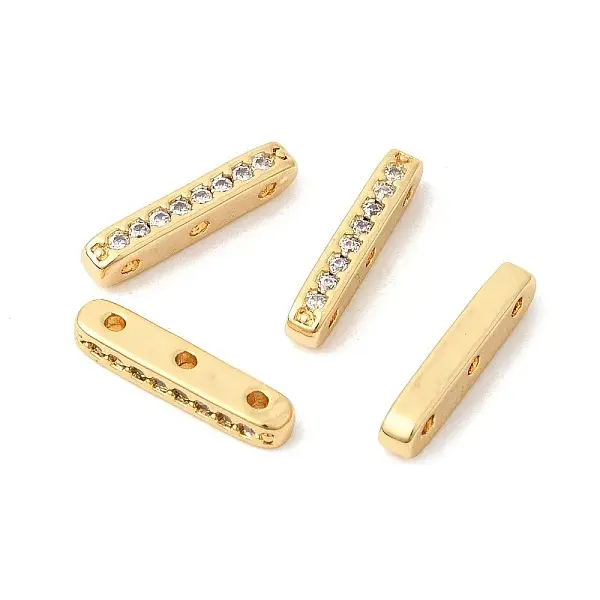Brass Micro Pave Clear Cubic Zirconia Spacer Bars