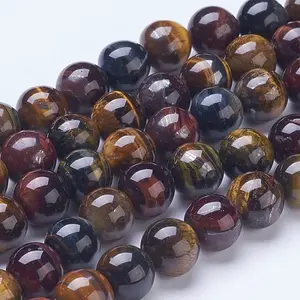 Natural Multi-Color Tiger Eye Beads Strands