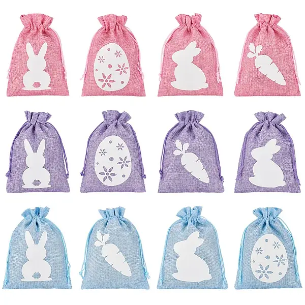 24Pcs 12 Styles Easter Cloth Storage Pouches