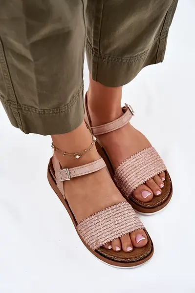 Dámske Sandále S Pletením Na Pásku Rúžové Inblu
