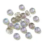 20Pcs Half Rainbow Plated Electroplate Glass Transparent Beads