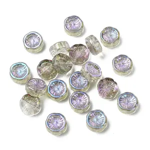 20Pcs Half Rainbow Plated Electroplate Glass Transparent Beads