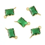 Brass Pave Cubic Zirconia Rectangle Connector Charms
