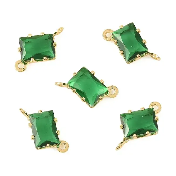 Brass Pave Cubic Zirconia Rectangle Connector Charms