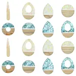 16Pcs 8 Styles Transparent Resin & White Wood Pendants