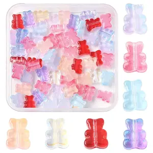 60Pcs Transparent Spray Paint Glass Beads