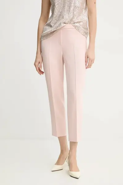 Kalhoty Theory dámské, růžová barva, přiléhavé, high waist