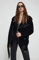 Vlnená bunda Moschino Jeans čierna farba, prechodná