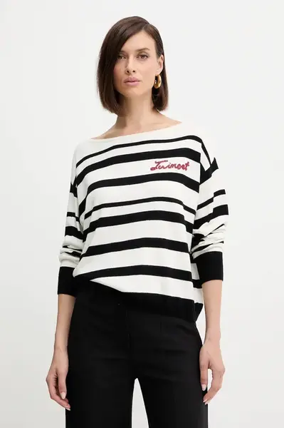 Svetr z vlněné směsi Twinset dámský, černá barva, 252TP3091