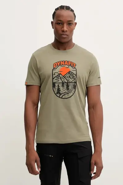 Tričko Dynafit Graphic pánské, zelená barva, s potiskem, 08.0000070998