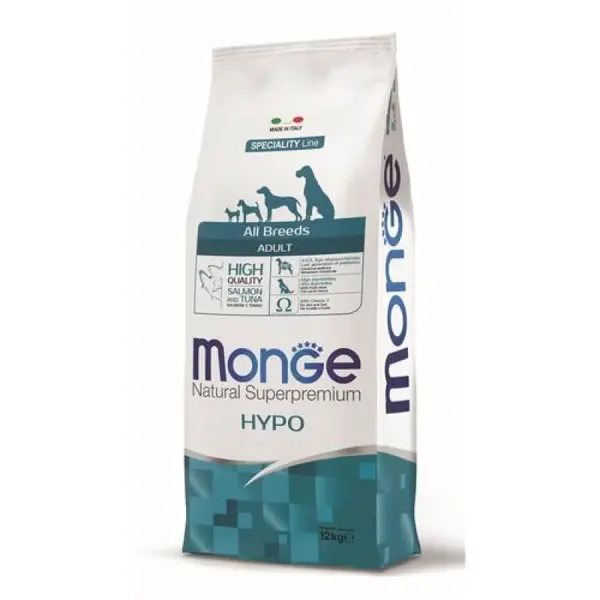 MONGE Natural Superpremium All Breeds Hypo 12kg hypoalergénne krmivo losos/tuniak pre dospelé psy všetkých plemien