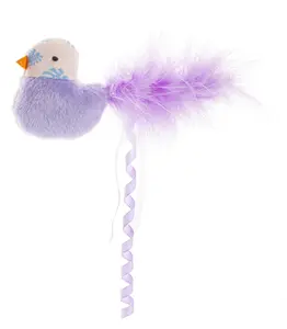 GimCat hračka pre mačky - opeřený plyšový ptáček s mačacou mätou Fialová