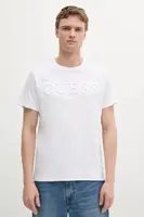 Bavlněné tričko Guess pánské, bílá barva, s aplikací, M4PI0E K8HM4
