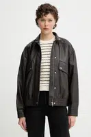 Kožená bunda Rag & Bone hnědá barva, přechodná, oversize, WAW25P2000LT00