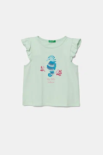 Dětské bavlněné tričko United Colors of Benetton tyrkysová barva, 3I1XG10JK