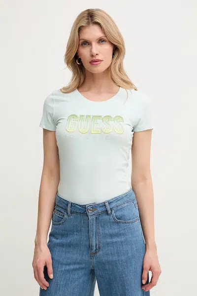 Tričko Guess DEGRADE tyrkysová barva, W5GI14 J1314