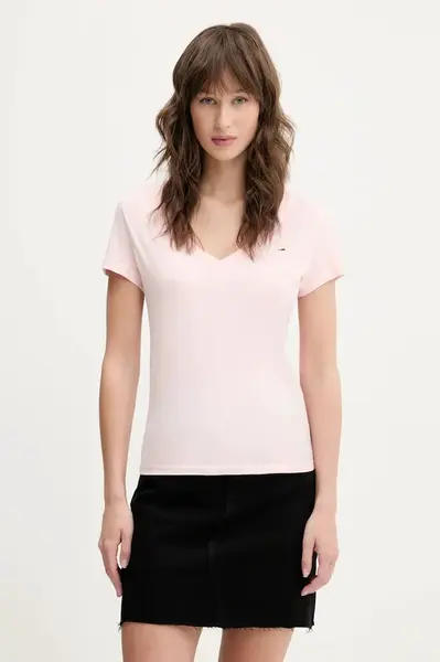 Bavlněné tričko Tommy Jeans 2-pack bílá barva, DW0DW21367