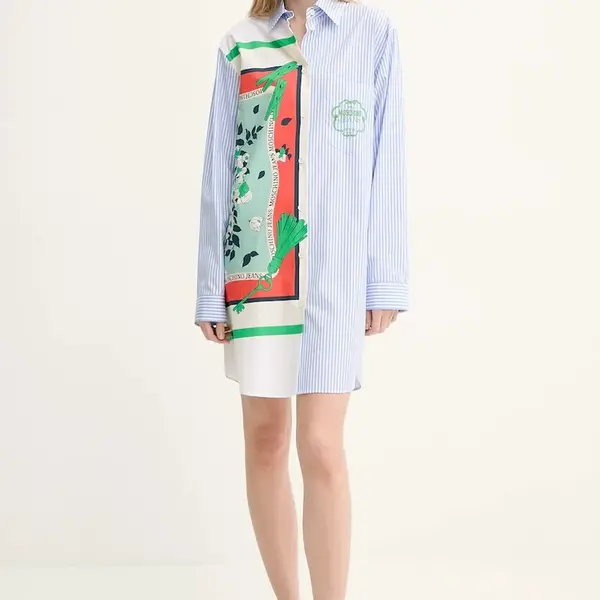 Bavlněné šaty Moschino Jeans modrá barva, mini, oversize, 0446 3725