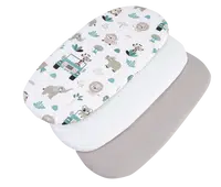 Medi Partners 3 – Pak – Fitted sheet for stroller – cotton – Mint Zoo – White – Gray