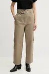Kalhoty Pinko dámské, zelená barva, high waist, 104661 A2EG