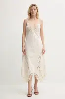 Bavlněné šaty Marciano Guess BROOKE béžová barva, maxi, 5GGK33 7313A