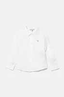 Kojenecká lněná košile Emporio Armani bílá barva, 8NHC02 3NEEZ